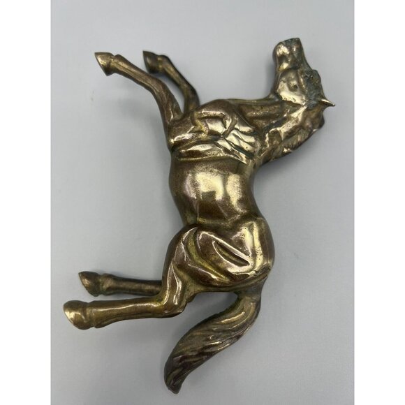Brass Horse Statue Majestic Bare Back Stomping Figure 7” Free Standing Sculpture - Picture 3 of 12